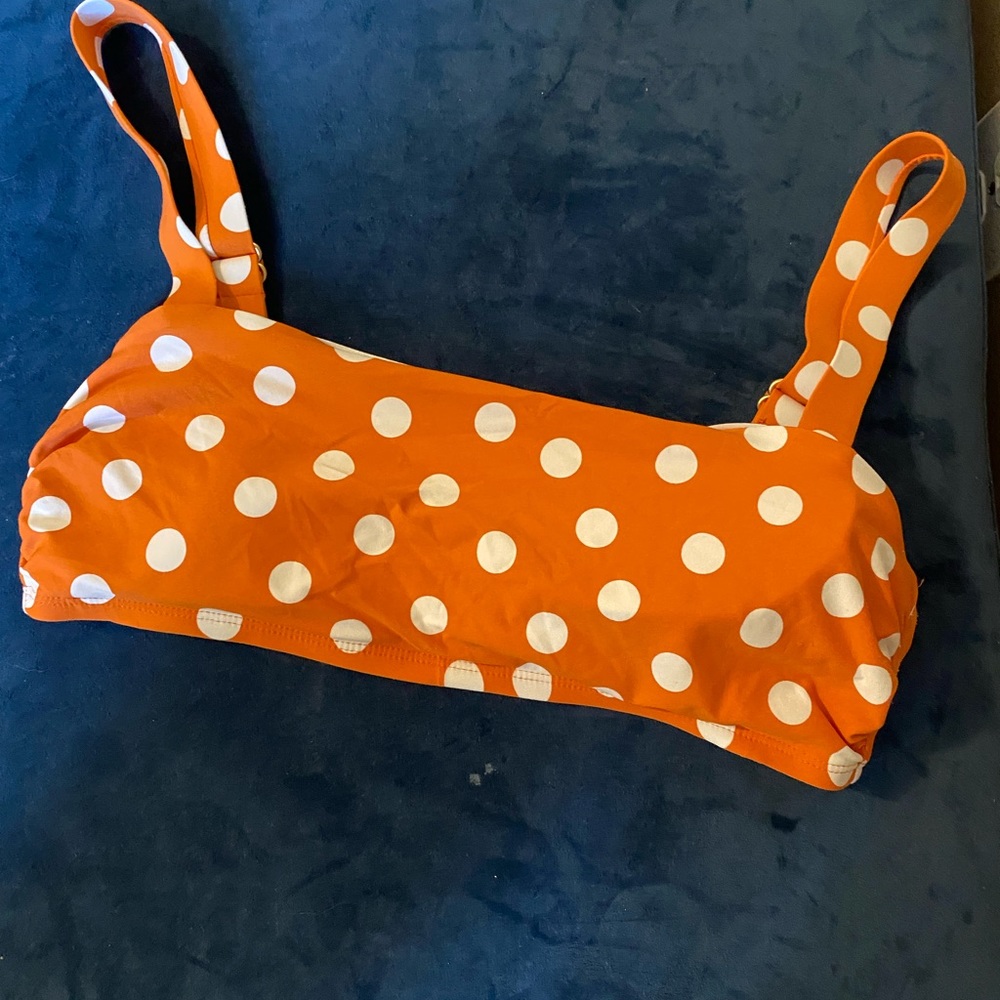 Orange polka dot bikini top